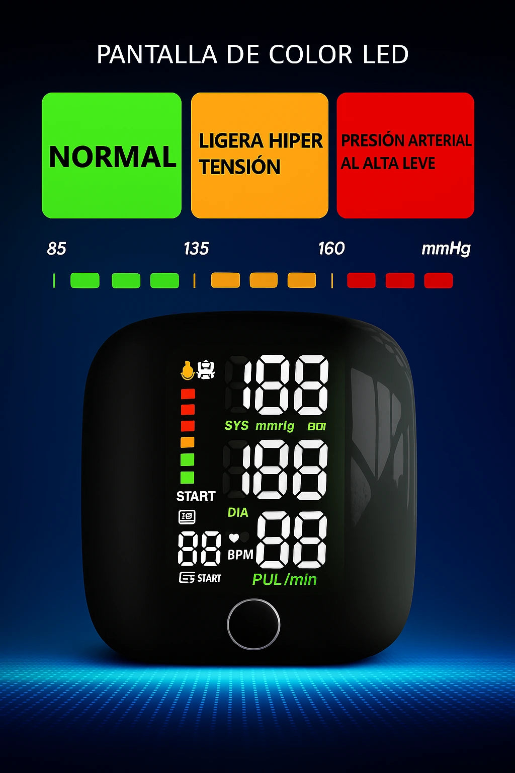 Monitor de Presión Arterial de Muñeca Digital | Tensiómetro Portátil con Pantalla LED