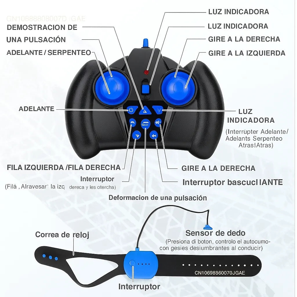 Carro a control remoto acrobático Stunt 4X4 sensor manual luz