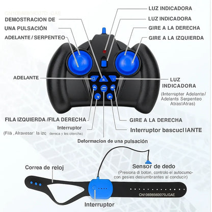 Carro a control remoto acrobático Stunt 4X4 sensor manual luz