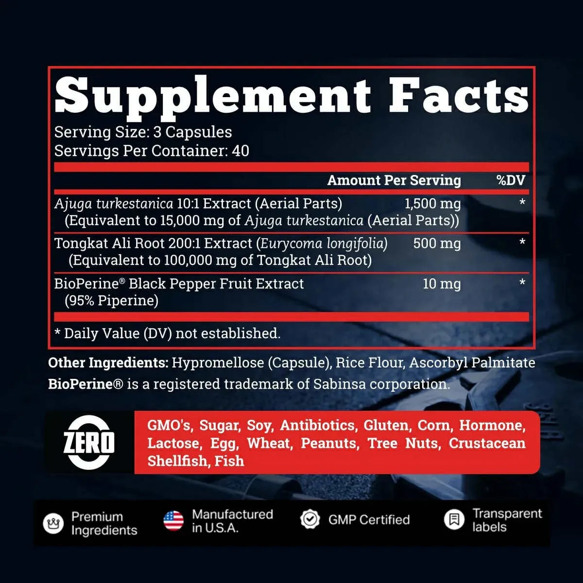 Turkesterona Old School 1500 mg 120 Cápsulas