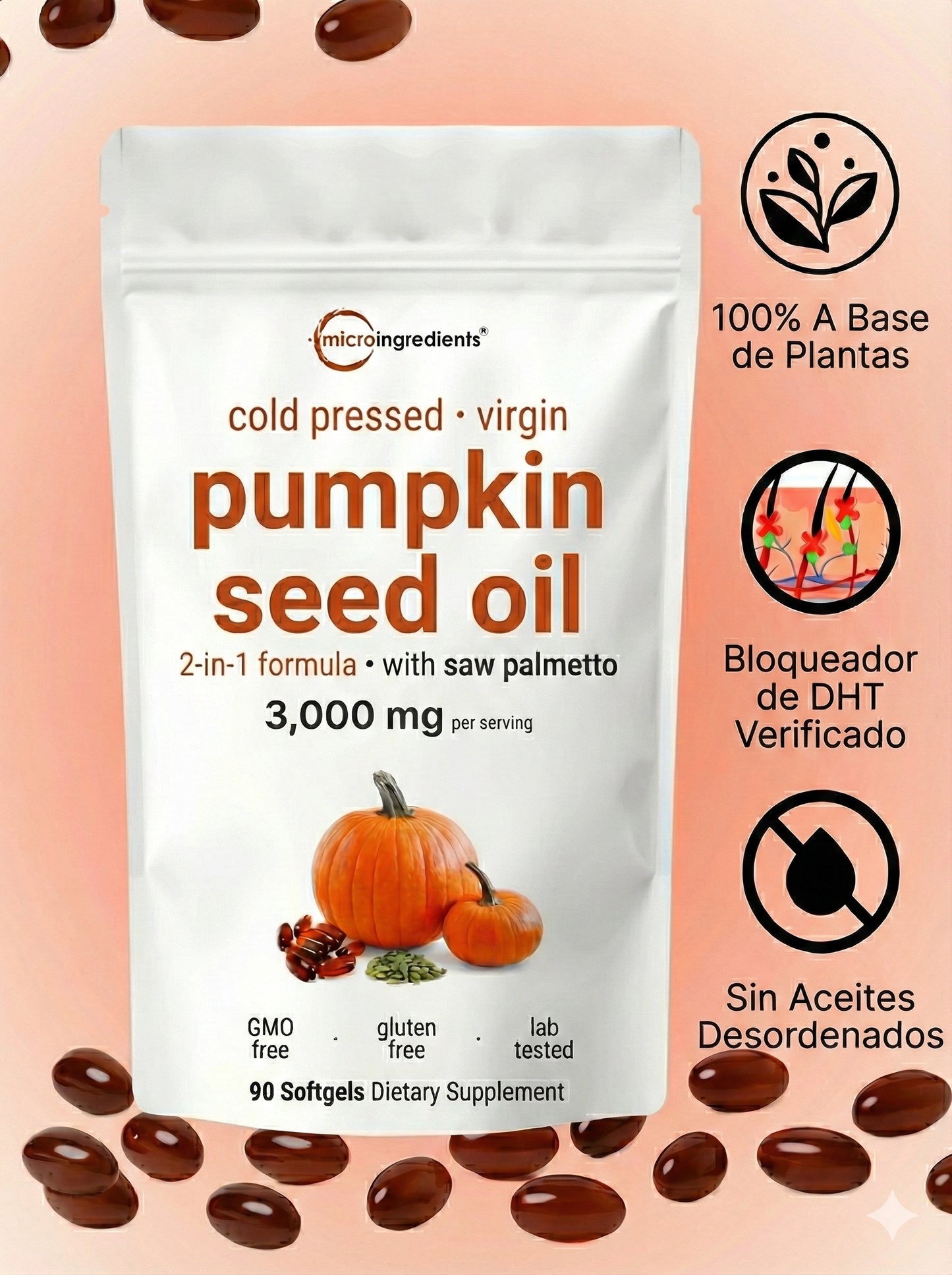 Aceite de Semillas de Calabaza 90 cápsulas.
