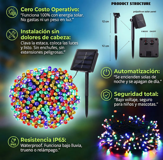 Luces De Navidad Led Solares 20m
