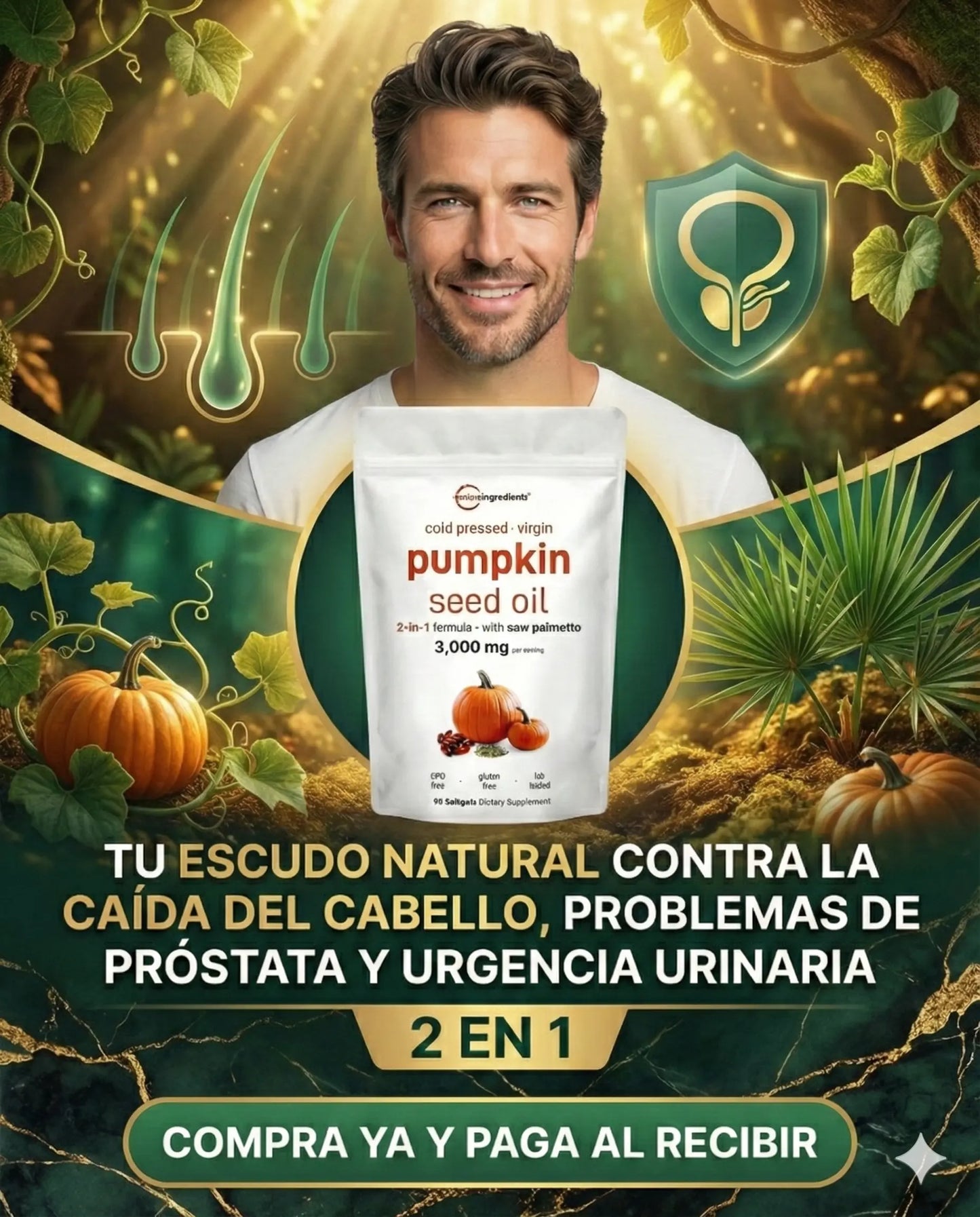 Aceite de Semillas de Calabaza 90 cápsulas.